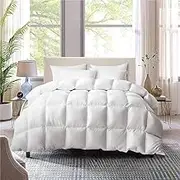 ZUNI Goose Feather Down Comforter King Size, 700GSM All Seasons Goose Quilt, 100% Cotton Cover, Lightweight Soft Cotton Cover Home Bedroom Bed Travel Hotel Bed Comforter, Machine Washable, White