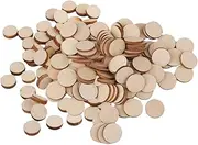 200 Pieces Blank Plain Round Shaped Cutouts Natural Wood Slices Discs Wooden Embellishments - Scrapbooking Shapes for DIY Craft Decoration Buttons Making Cards - 10mm 20mm