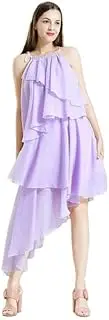 [JRUIA] Layered Ruffle Dress for Women Summer Beach Maxi Skirt Chiffon Party Asymmetrical Dresses Spaghetti Strap Loose Dress