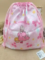 Sanrio Marron Cream Drawstring Bag Pink Bag Kawaii Japan Vintage 1997 Rare