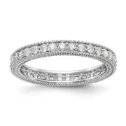 14k White Gold Polished 3/4CT Milgrain Edge Diamond Eternity Band