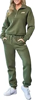 [Herseas] Women 2 Piece Outfits Sweatsuit Lounge Set Half Zip Pullover with Jogger Airport Tracksuit Matching Pants Set