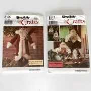 Simplicity Crafts Lot Of 2 VTG Christmas Patterns 8013 & 8100 Ornaments & Santas