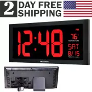 Large Digital Clock with Indoor Temperature LED Wall Clock with Date With Stand