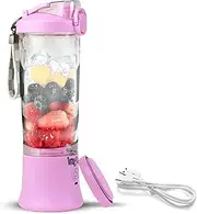 Total Chef Portable Mini Blenders Smoothie Maker Small Mixer for Milkshakes Fruit Juice Baby Food Slushie Protein shake Personal Cordless USB Blender 600ml Cup for Home Office Travel Gym Lilac