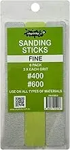 ICKYSTICKY FINE Grits Sanding Sticks or Boards Ideal for Woodworking Hobby Arts Crafts Models Mixed Grits and Lengths Cushioned Abrasive 6pack