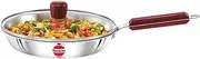 Hawkins Tri-Ply Stainless Steel Frying Pan with Glass Lid, 26 cm Diameter