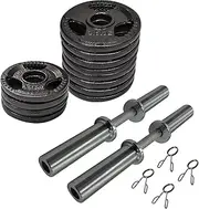 Dumbbell Bar with Weights 33Kg Set- 50mm Bar + 1.25Kg x 4 + 2.5Kg x 8 Plates - Dumbbell Bar and Plates- Dumbbell Pair - Weight Training Exercise Workout Fitness Gym Strength