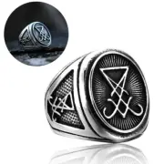 NEW Stainless Steel Vintage Lucifer Satan Ring Punk Men's Titanium Steel Ring AU