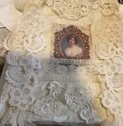Slow Stitch Kit off white Fabric Lace layers Wedding Scrapbook Junk Journal