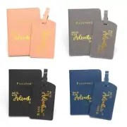 Fashionable PU Leather Passport Holder and Baggage Label Set Travel Accessories