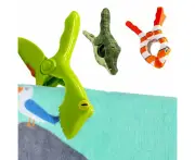 3PCS Plastic Beach Towel Chair Clip Frog Towel Rack Clothes Pins Swimming Pools