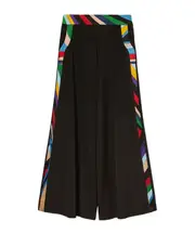 Emilio Pucci Iride-Printed Trim Wide-Leg Palazzo Trousers IT40,IT44,IT42,IT38 Black/Multicolor