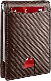 [Generic] Wallet with Money Clip - Multifunctional Slim PU Leather Card Holder | Foldable Card Holder for Men, coffee, Siehe Beschreibung, See description