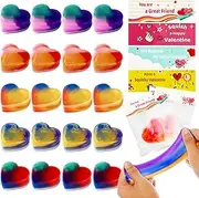 20 Packs Valentines Day Gift Cards with Colorful Slime,Heart Shaped Galaxy Slime Stress Relief Fidget Toy for Kids,Classroom Exchange Gift School Prizes Valentines Party Favor Supplies
