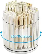 SAYEEC Desk Pencil Pen Holder, 6 Slots Rotating Desk Organizer Makeup Brush Holder Pencil Cup Pot, Desktop Stationery Supplies Organizer Storage Box Caddy for Office School Home Art Supply (White)