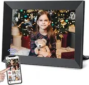 YunQiDeer Frameo 10.1 Inch WiFi Digital Picture Frame with 1280 * 800P IPS Touch Screen HD Disply,Built-in 16GB Storage,Video Clips and Slide Show,Send Photos Instantly from Anywhere with via Free APP