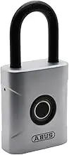ABUS Touch 57/50 Fingerprint Lock Keyless Weatherproof Padlock IP66 & IP68 for Gym, Office, Home, Garden and Much More, Silver, 50 mm