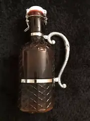 Glass Beer Growler Flip-top Amber Brown Decorative Handle Benjamin Aurthur