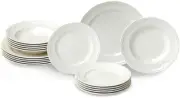 Manoir 18-Piece Dinnerware Set, Plates & Bowls, Premium Porcelain, Made in Ge...