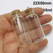 5 Small Glass Cork Stopper Bottles Spell Jar Empty Vials Wish Bottles Charm 10ml