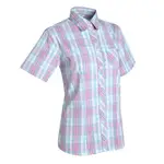 瑞多仕 DA2371 女彈性格子襯衫(短袖) 粉色/湖藍格 抗UV UPF30+ 登山 露營 戶外休閒 RATOPS