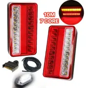 led trailer tail light kit pair plug 10m 7 core wire caravan ute 10-30v