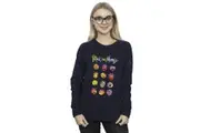 Rick And Morty Womens/Ladies Tie Dye Faces Sweatshirt (Navy Blue) - UTBI33683