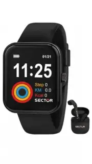 Sector S-03 black smartwatch R3251282008 + gift Bluetooth Handsfree Earbud