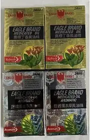 Bundle of 4 x Eagle Brand Medicated Oil 24 ml 2x Refresh + 2 X Aromatic