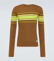 [Wales Bonner] Wales Bonner Show striped ribbed-knit wool-blend top AU 99 brown