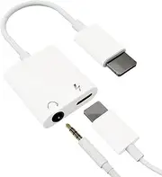 [Apple MFi Certified] 2 in 1 Lightning to 3.5mm Headphone and Lightning Splitter Adapter dongle Lightning Port Pass Through Lightning to Charging Port and Headphone Port