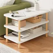 Fohouse End Table, Side Table, Nightstand Bedside Table, 3-Tier Storage Shelf for Small Spaces, Bedroom, Living Room, Entryway, Farmhouse, Easy Assembly, White