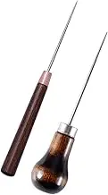 KALLORY 2pcs Wooden Handle Scratch Awls Leather Sewing Awls for Leather Hole Punch