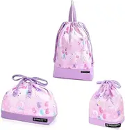 NU601600 Drawstring 3-piece Set, Gymnastics Clothing Bag, Lunch Bag, Cup Bag, Pastel Balloons, Change of Clothes, Lunch Bag, Small Items, Kids, Cute, Fashionable, Pastel Balloons,
