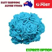 20pcs Cyan / Blue 7cm Foam Flowers Rose Stems Artificial Wedding Bride Bouquet