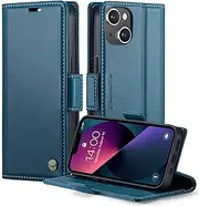 for iPhone 13 mini Case,for iPhone 13 mini Wallet Case,Boyobacase RFID Blocking Phone Cover [Card Slot] [Stand Feature] [Side Magnetic Closure]-Navy Blue