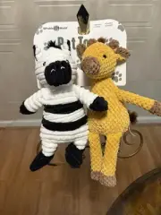 Giftable World Set Of 2 Giraffe 12” & Zebra 10”Dog Toy With clinker /Squeaker