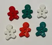 8 Christmas Gingerbread Buttons 24mm Asst Colour Novelty D23-34 AUSSIE SELLER