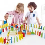 Dynamo Wooden Domino，Award Winning Domino Building Block Set for Kids, 107 Solid Pieces of Fun Building and Stacking，Xmax，Holiday gift
