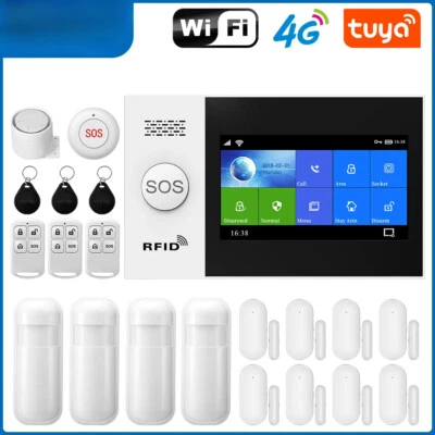 WiFi 4G Alarm System Home Security with PIR Wireless Solar Siren Remote Control