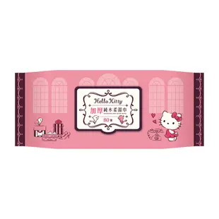 Hello Kitty 加厚超純水有蓋柔濕巾/濕紙巾 (加蓋) 80 抽 X 12 包 特選加厚縲縈水針布 超溫和配方無添加劑