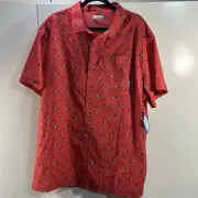 Columbia PFG Button Vented Shirt Mens Sz 2XL Marlin Swordfish Red American Flag