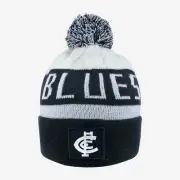 Carlton Blues AFL Traditional Bar Beanie Hat Removable Pom-Pom