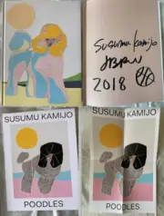 3 SUSUMU KAMIJO POODLES SET: SIGNED BOOK with JONAS WOOD + POSTER + INVITE CARD!
