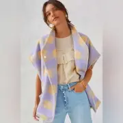 Anthropologie Andersen and Lauth Plaid Capelet in Lilac One Size NWT