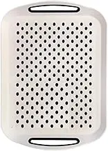 Leona Co Non-Slip Food Serving Tray with Handle, Plastic Rectangular Restaurant Serving Tray Cafeteria Fast Food Breakfast Tray Coffee Table Tray for Eating on Bed, Couch, Car