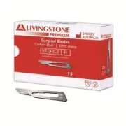 Premium Surgical Scalpel Blade, Carbon Steel, Size 15, Sterile, 100 per Box