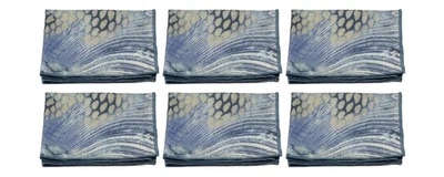 Calabria 6 Pack Microfiber Cleaning Cloth Blue Yellow Snakeskin Print Cleans Eye