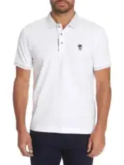 Robert Graham Men's Lucifer Classic Fit Skull Embroidered Polo White Size S
